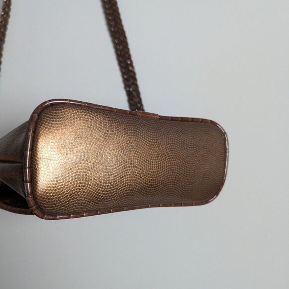 Vintage 80s patchwork cross body bag brown snakeskin croco - Picture 8 of 10